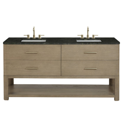James Martin Lucian 72" Double Bathroom Vanity, Pebble Oak