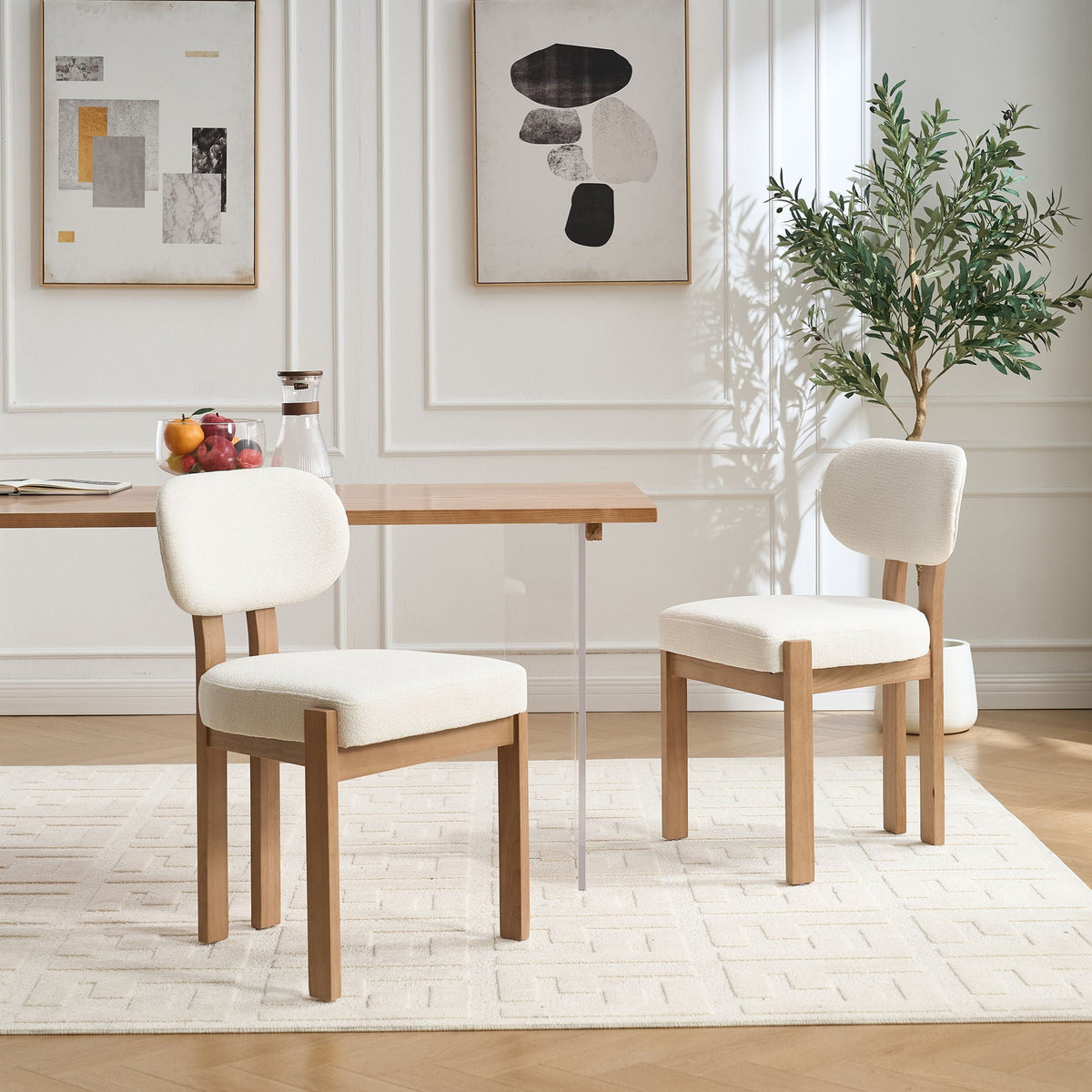 Dining Chairs With Ergonomic Backrest And Adjustable Feet (Set of 2)