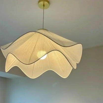 Fabric petal pendant light – dining room white paper lantern