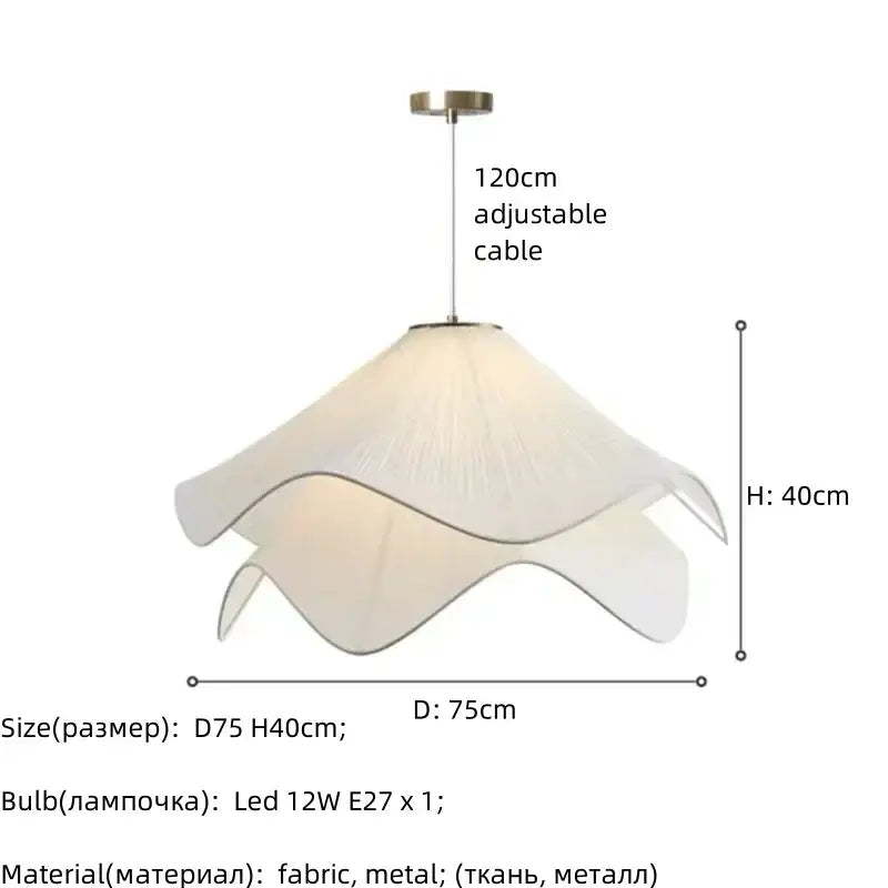 Fabric petal pendant light – dining room white paper lantern