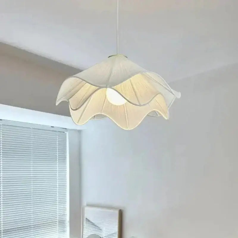 Fabric petal pendant light – dining room white paper lantern