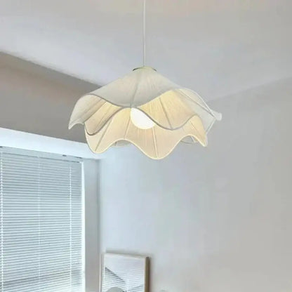 Fabric petal pendant light – dining room white paper lantern