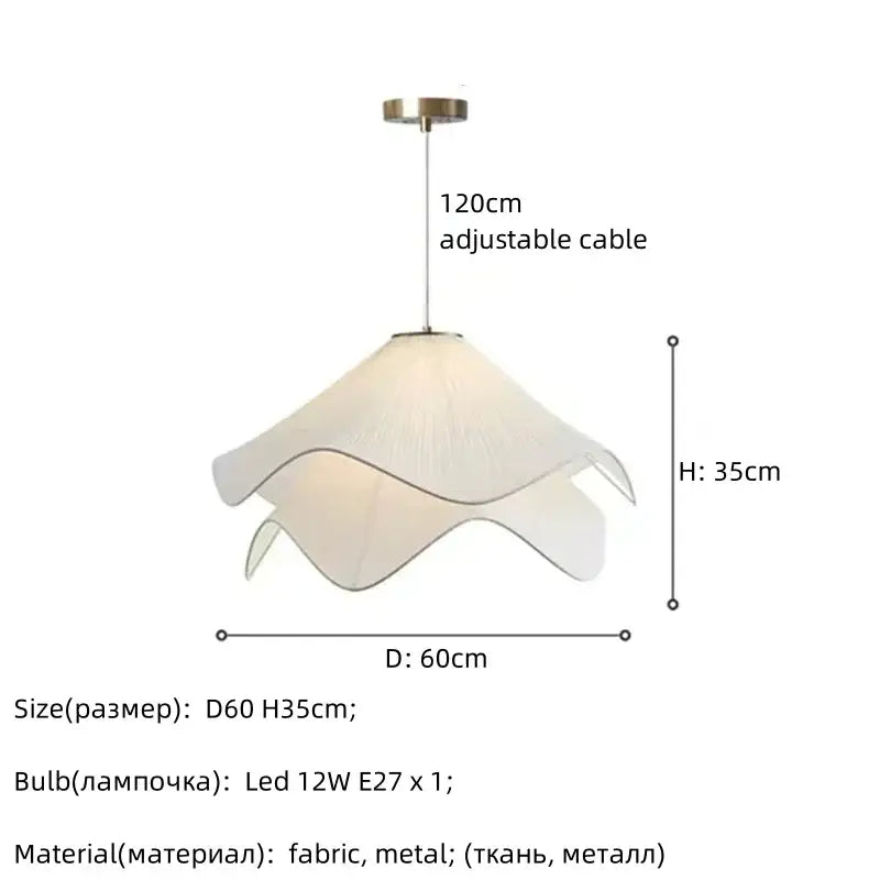 Fabric petal pendant light – dining room white paper lantern