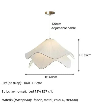 Fabric petal pendant light – dining room white paper lantern