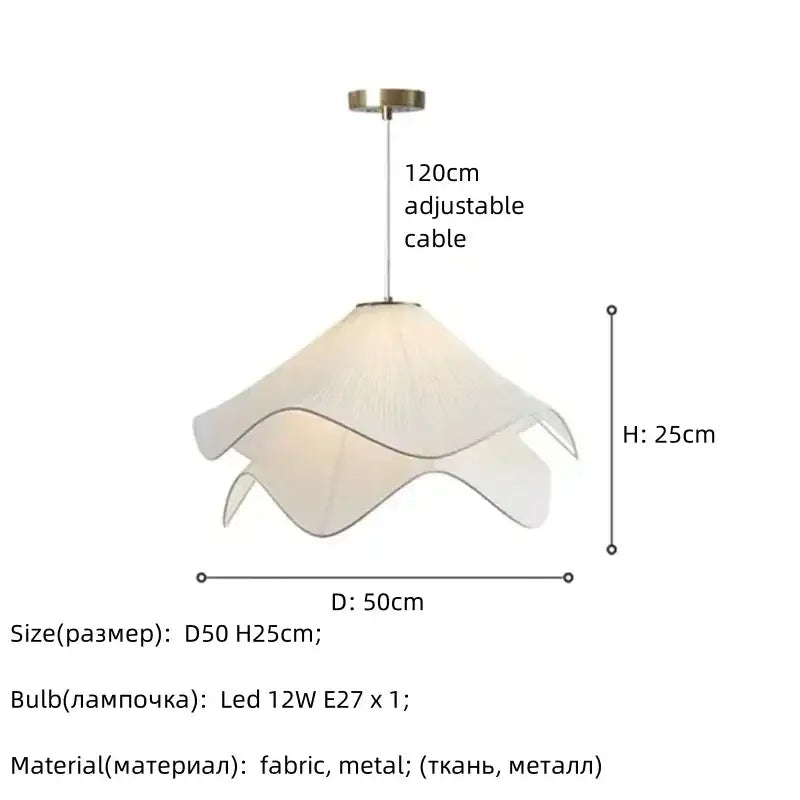 Fabric petal pendant light – dining room white paper lantern