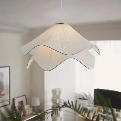 Fabric petal pendant light – dining room white paper lantern