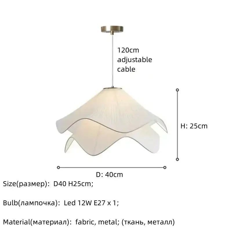 Fabric petal pendant light – dining room white paper lantern