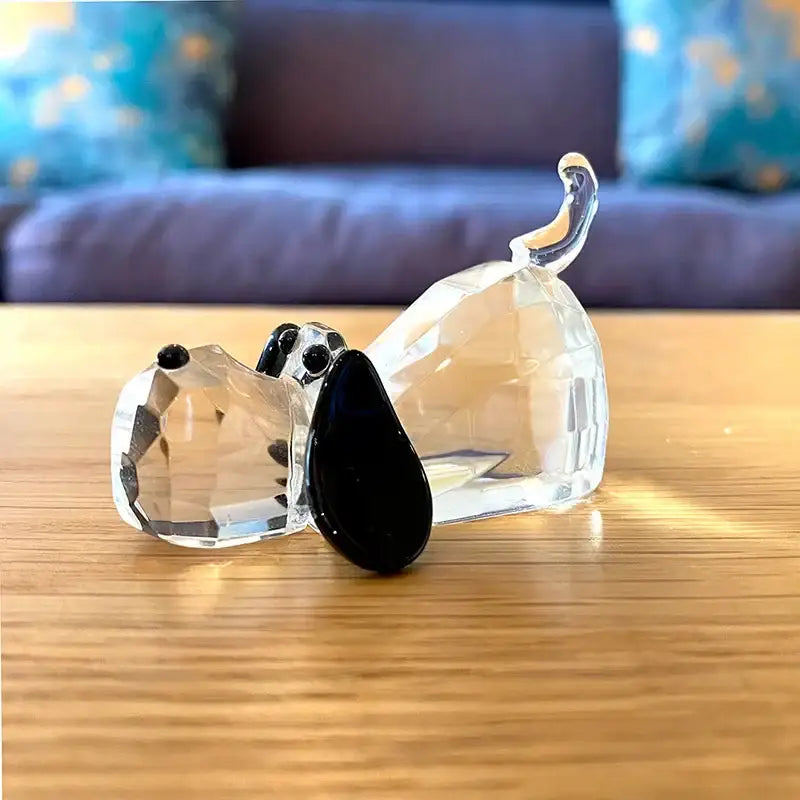 Faceted clear crystal puppy dog glass figurine living room decor