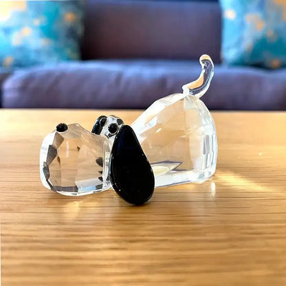 Faceted clear crystal puppy dog glass figurine living room decor