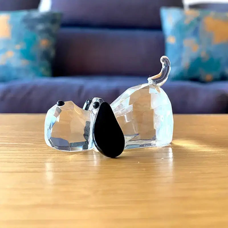 Faceted clear crystal puppy dog glass figurine living room decor