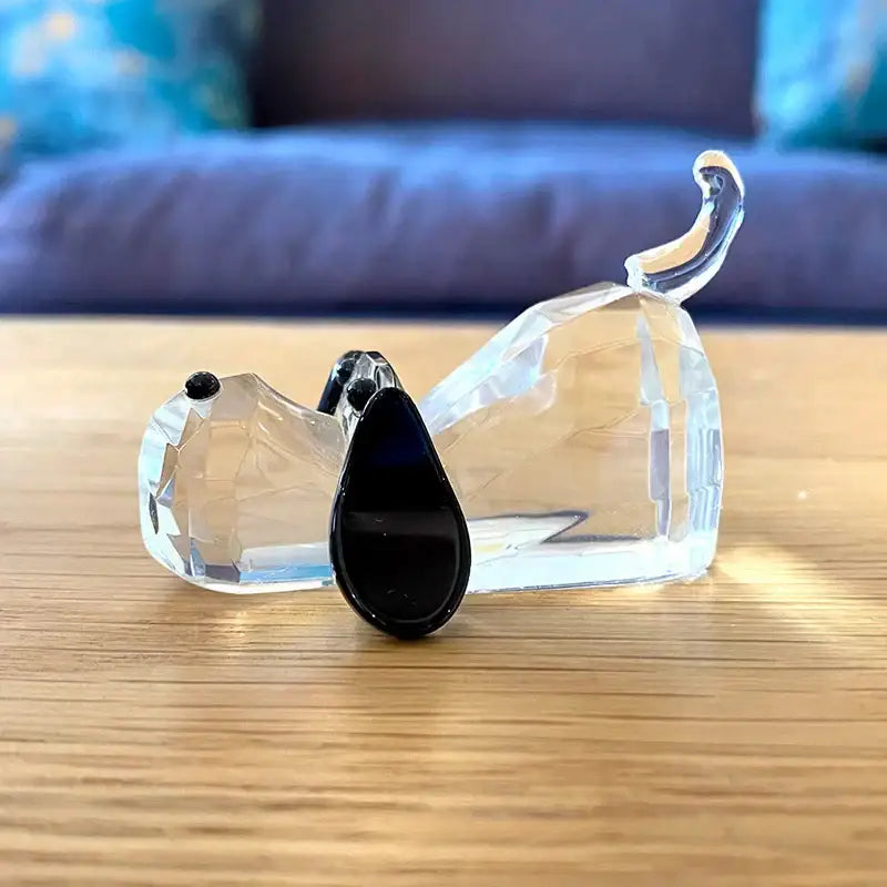Faceted clear crystal puppy dog glass figurine living room decor
