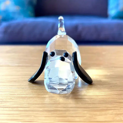 Faceted clear crystal puppy dog glass figurine living room decor