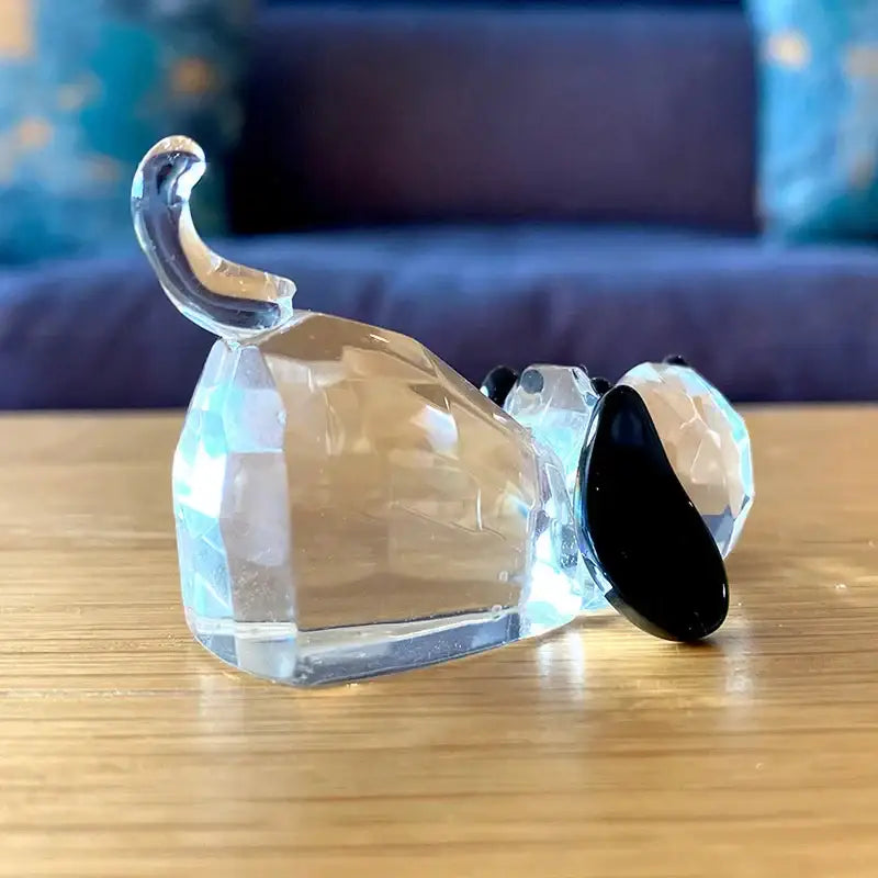 Faceted clear crystal puppy dog glass figurine living room decor