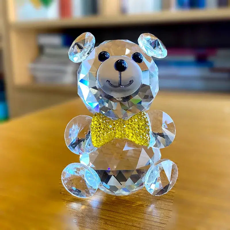 Faceted clear crystal teddy bear figurines bedroom decor