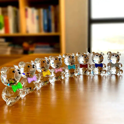 Faceted clear crystal teddy bear figurines bedroom decor
