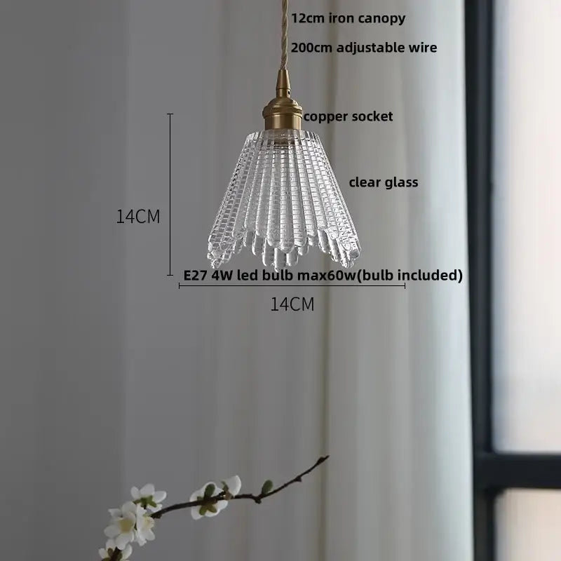 Faceted clear glass copper pendant lamp for dining room kitchen