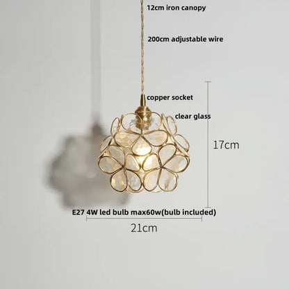 Faceted clear glass copper pendant lamp for dining room kitchen