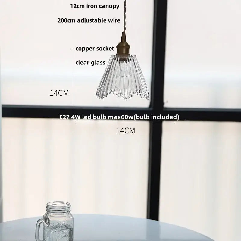 Faceted clear glass copper pendant lamp for dining room kitchen