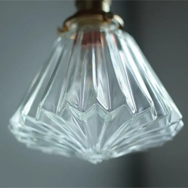 Faceted clear glass copper pendant lamp for dining room kitchen