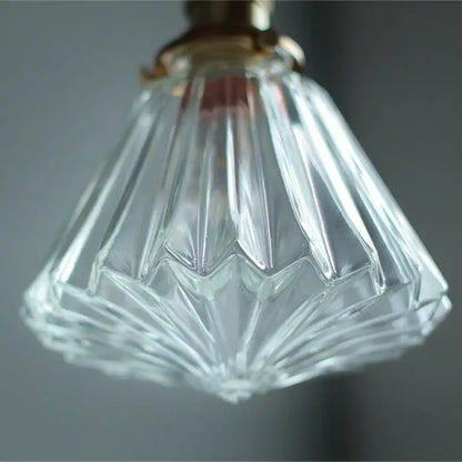 Faceted clear glass copper pendant lamp for dining room kitchen