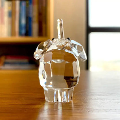 Faceted clear glass elephant figurine living room animal decor