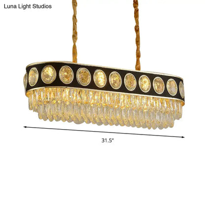 Faceted crystal black & gold pendant light dining room chandelier