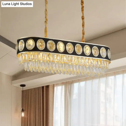 Faceted crystal black & gold pendant light dining room chandelier