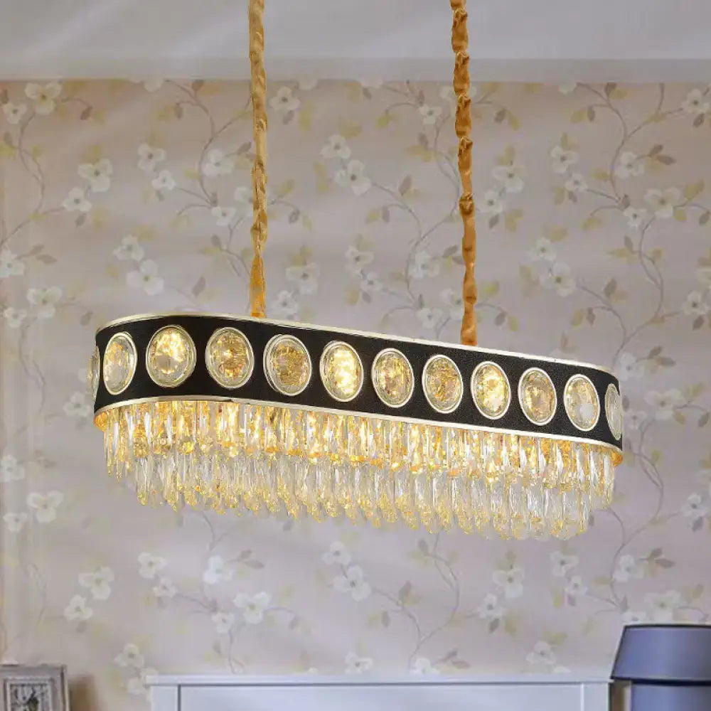 Faceted crystal black & gold pendant light dining room chandelier