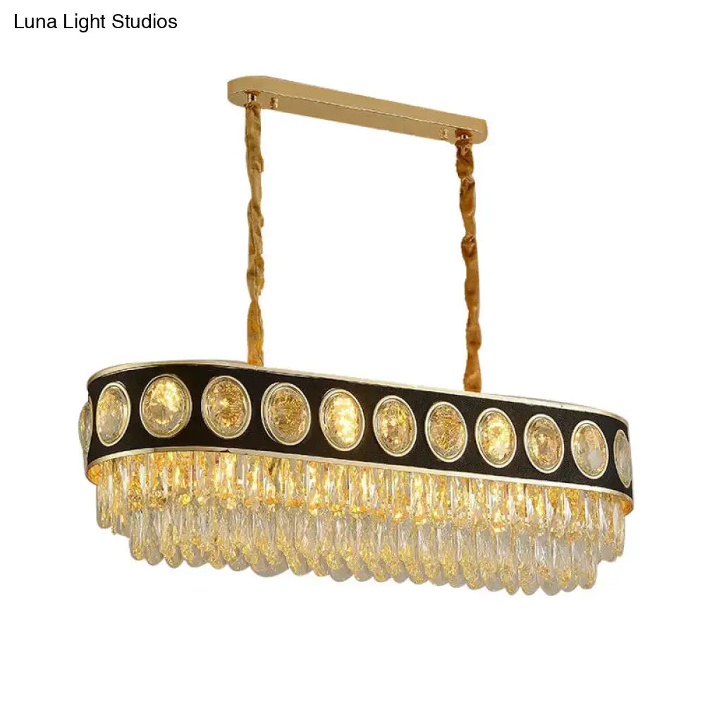 Faceted crystal black & gold pendant light dining room chandelier