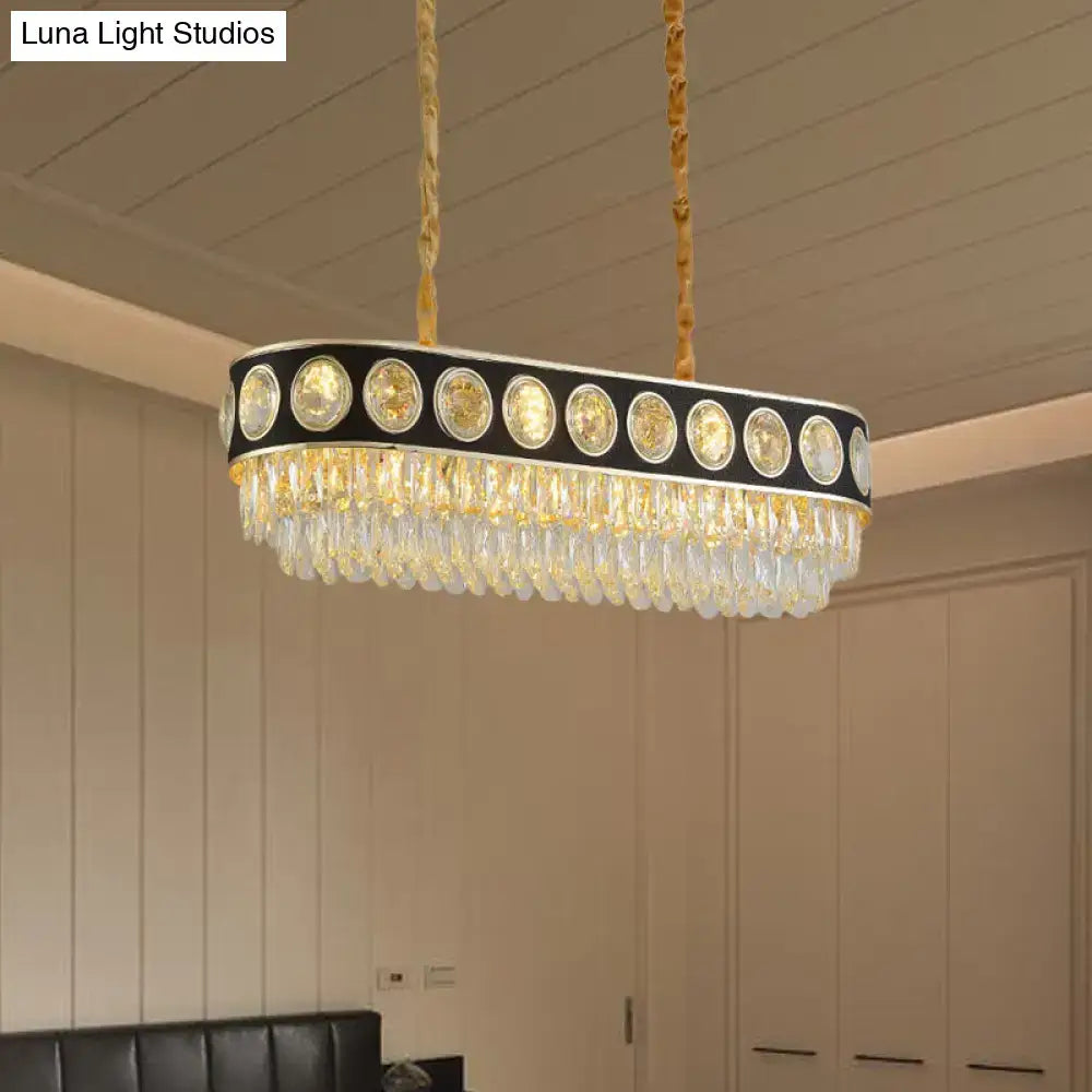 Faceted crystal black & gold pendant light dining room chandelier
