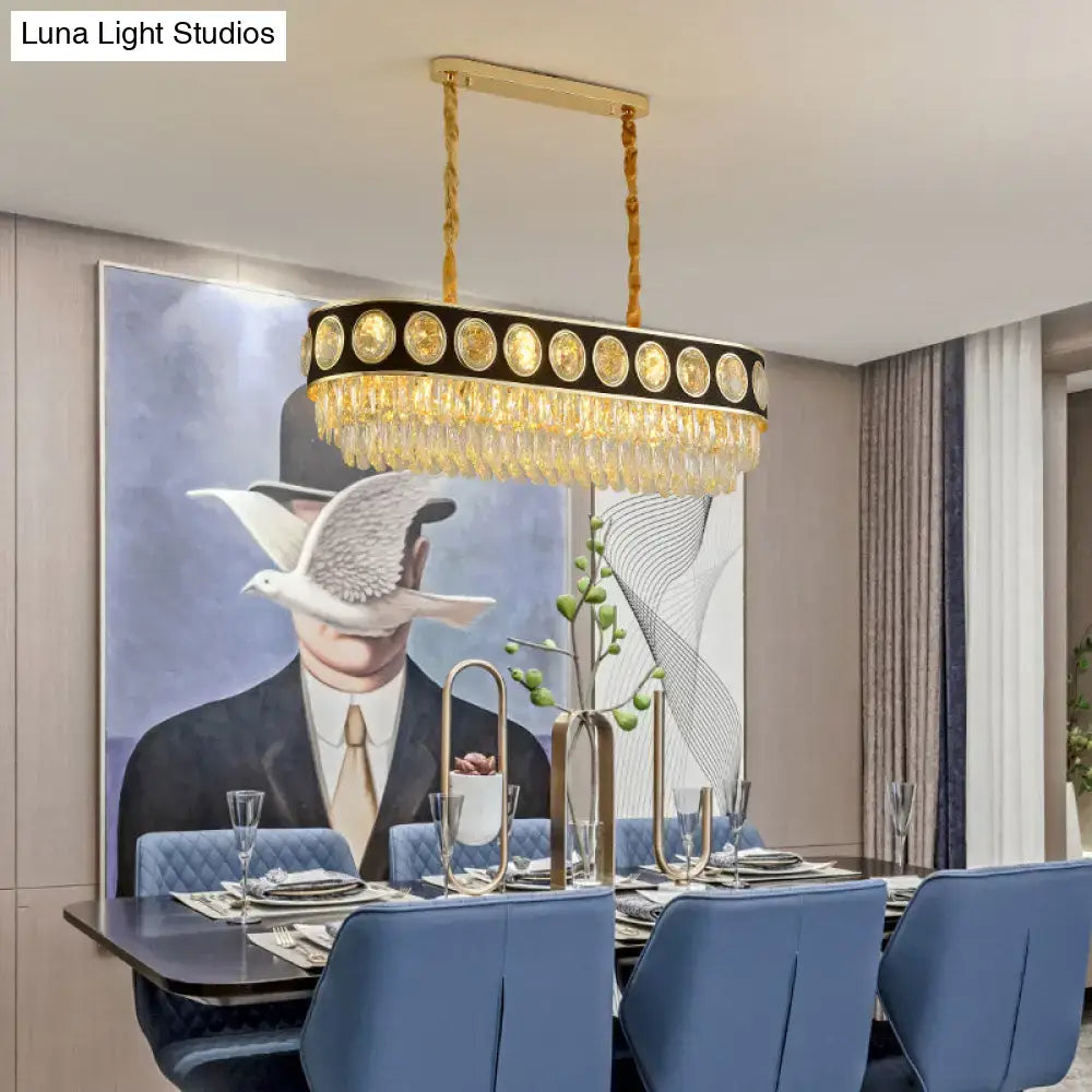 Faceted crystal black & gold pendant light dining room chandelier