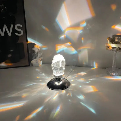 Faceted crystal diamond table lamp for bedroom geometric lighting