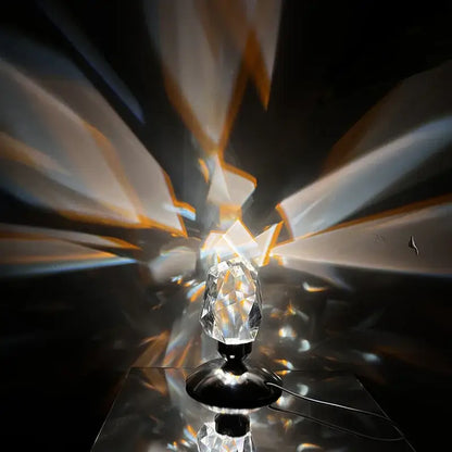 Faceted crystal diamond table lamp for bedroom geometric lighting