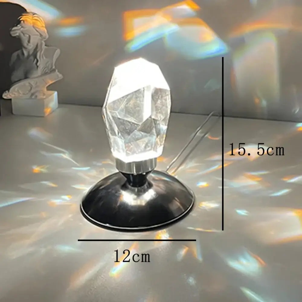 Faceted crystal diamond table lamp for bedroom geometric lighting