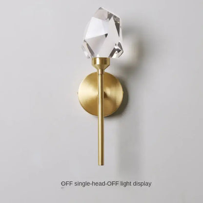 Faceted crystal gold led wall sconce for bedroom living room