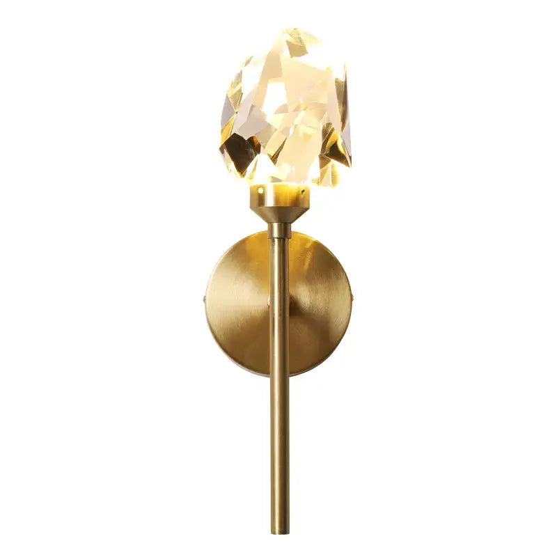 Faceted crystal gold led wall sconce for bedroom living room