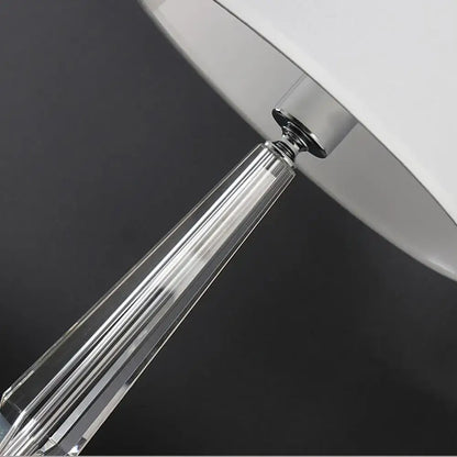 Faceted crystal table lamp with fabric shade – bedroom light fixture