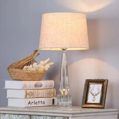 Faceted crystal table lamp with remote control for bedroom