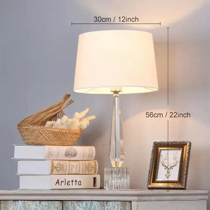 Faceted crystal table lamp with remote control for bedroom
