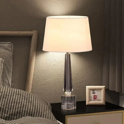Faceted crystal table lamp with remote control for bedroom