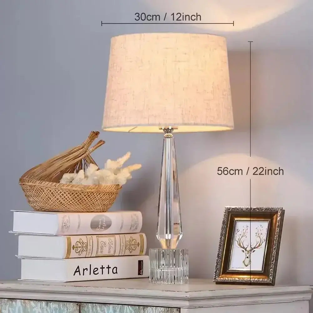 Faceted crystal table lamp with remote control for bedroom