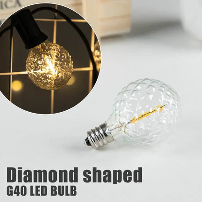 Faceted glass g40 string lights outdoor garden fairy lights