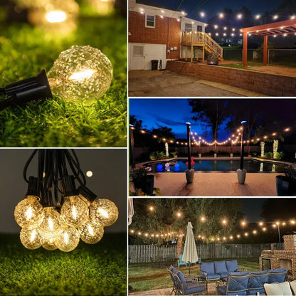 Faceted glass g40 string lights outdoor garden fairy lights