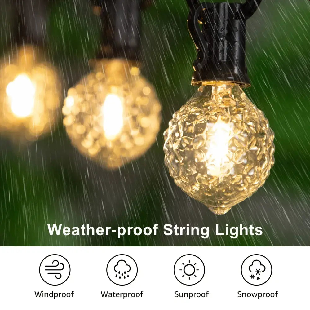 Faceted glass g40 string lights outdoor garden fairy lights