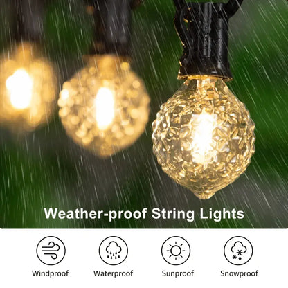 Faceted glass g40 string lights outdoor garden fairy lights