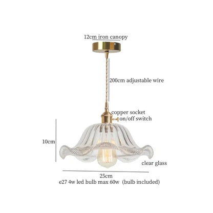 Faceted glass pleats led pendant light brass dining room
