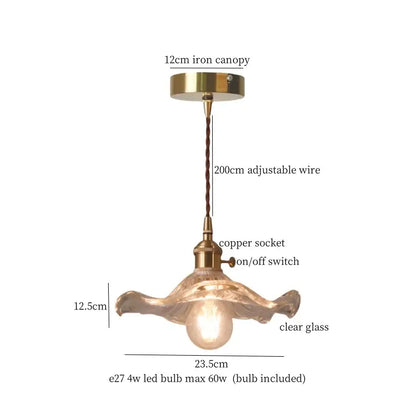 Faceted glass pleats led pendant light brass dining room