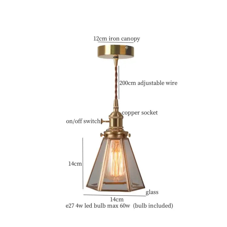 Faceted glass pleats led pendant light brass dining room