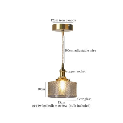 Faceted glass pleats led pendant light brass dining room