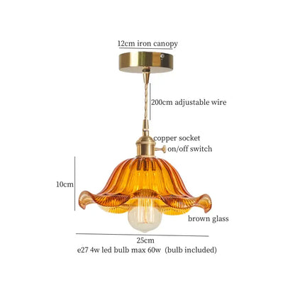 Faceted glass pleats led pendant light brass dining room